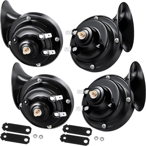 4 piezas de bocinas de tren de 300DB de alto y bajo volumen, bocinas auto de 12V impermeables para automóvil, motocicleta (negro)
