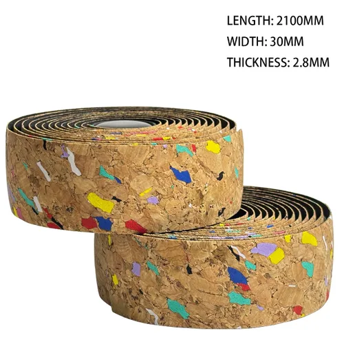 Miniatura 5 de Cinta de corcho para manillar de bicicleta de carretera, 2 rollos, antideslizante, absorción de impactos, cinta de agarre con tapones de barra