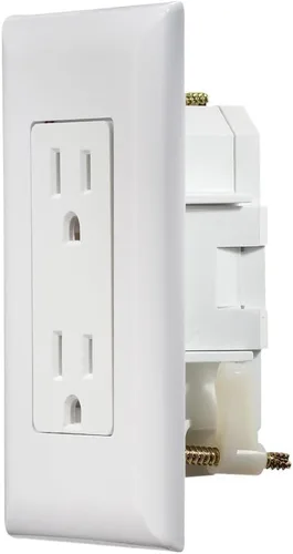 RV Designer AC Toma Corriente Dual Autocontenida con Placa de Cubierta S811 - Receptáculo de Salida de Energía de 15 Amperios 125 VCA para RVs y