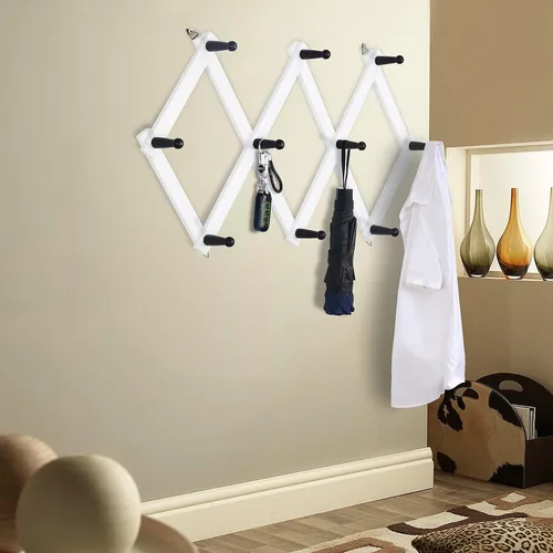 Miniatura 6 de Dseap Acordeón de pared: Perchero de pared expandible de madera de 16" de alto, soporte para sombreros, gancho de acordeón para gorras de béisbol