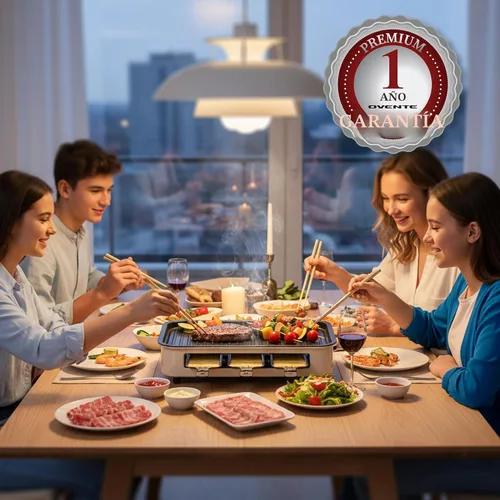 Miniatura 9 de OVENTE Parrilla eléctrica 2 en 1 para interior, parrilla coreana sin humo de 1500W con placa de cocción extraíble antiadherente, 3 sartenes