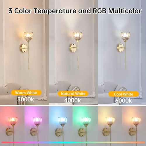 Miniatura 3 de Shenmoyl Juego de 2 lámparas de pared operadas por batería, lámpara de pared vintage de tulipán ámbar con batería recargable de 5000mAh con control