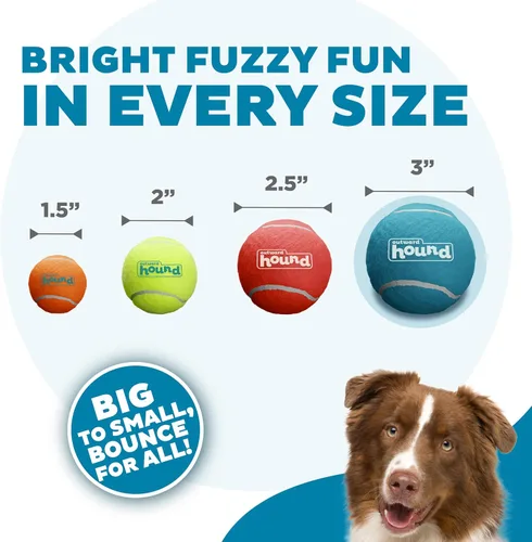 Miniatura 3 de Outward Hound Squeaker Ballz Paquete de 4 Juguetes de Pelotas de Tenis para Perros con Chirriador, Juego Interactivo de Buscar para Mascotas de 50
