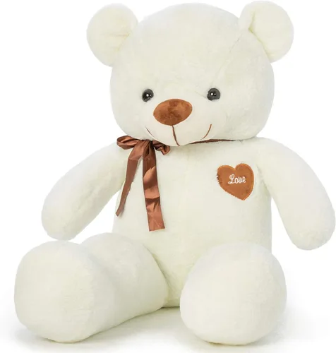 YunNasi Oso de peluche grande de 39 pulgadas, oso de peluche gigante con corazón de amor, juguete de peluche grande y suave, ideal para niños,
