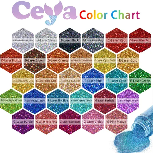 Miniatura 3 de Ceya 110g/ 3.8oz Polvo de Purpurina Holográfica Ultra Fina Láser Verde 1/128” 0.008” 0.2mm para Slime, Resina Epoxy, Manualidades, Vaso, Joyería