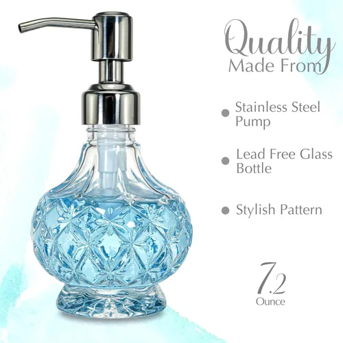 Miniatura 2 de JASAI Dispensador de jabón pequeño de vidrio transparente, dispensador de jabón de baño con bomba Strudy para cocina pequeña y baño, jabón de cocina