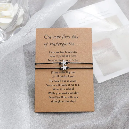 Miniatura 2 de FUNGOS First Day of School Bracelets Back to School Gift Mother and Daughter Bracelets Set Mommy and Me Back to School Bracelet Heart Bracelets