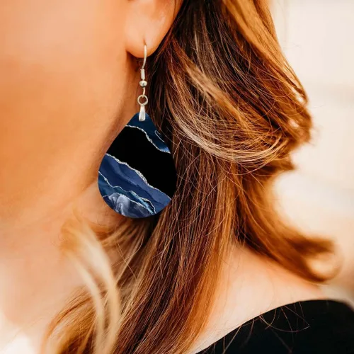 Miniatura 15 de Dangle Earrings for Women Colorful Dangling Drop Statement Jewelry Printed MDF Wood Teardrop Double Side Print Handmade by The Painted Pug