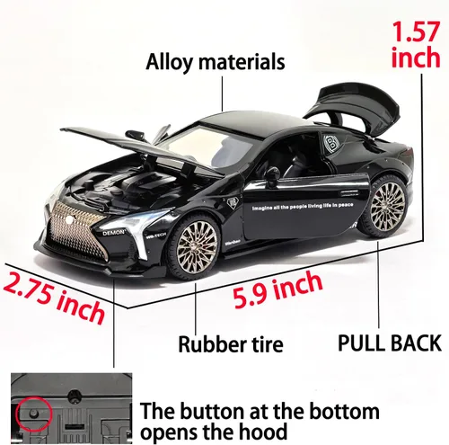 Miniatura 4 de Coche deportivo de juguete 1:32 fundido a troquel con luz y sonido, de metal fundido a presión, modelo de autos coleccionables para niños de 3 años