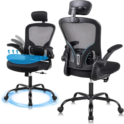 Miniatura 9 de Paquete de 10 sillas ergonómicas de oficina con reposacabezas ajustables 3D, sillas de escritorio de malla para oficina en casa con soporte lumbar