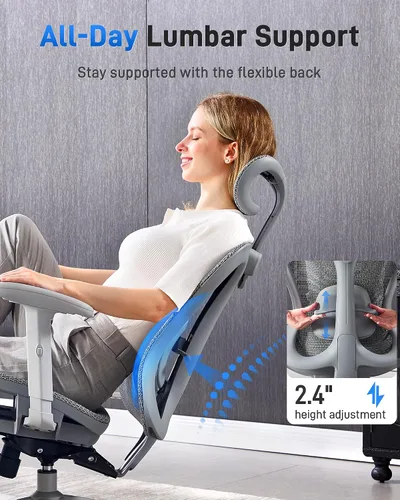 Miniatura 7 de amseatec Silla ergonómica de escritorio de oficina, cómoda silla de juegos para computadora, respaldo y asiento de malla transpirable, reposabrazos