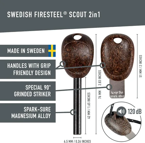 Miniatura 3 de Light My Fire Pedernal Arrancador de Fuego Ferro Rod Herramienta de Supervivencia Scout — Acero de Fuego Equipo de Bushcraft — Kit de Arrancador