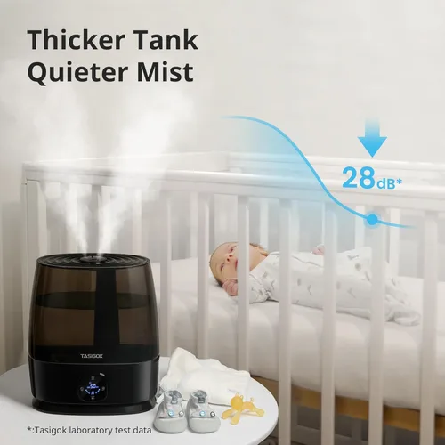 Miniatura 5 de Humidificadores para dormitorio y hogar, humidificador de aire de niebla fría y cálida de 6 L para habitación grande, guardería, 50 horas, fácil