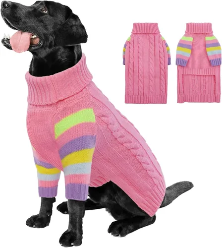 Miniatura 10 de Suéter para perro, cálido, cómodo y grueso para perros de tamaño grande, suéteres de Navidad para perros, suéteres de invierno, suéter de punto