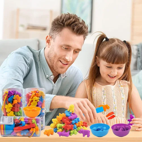 Miniatura 2 de UNIQUE KIDS Juego de Juguetes Educativos de Conteo con Tazas de Clasificación – Juego de Entrenamiento de Clasificación de Colores Sensoriales