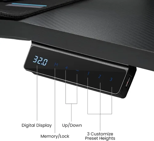 Miniatura 9 de EUREKA ERGONOMIC Aero - Escritorio eléctrico de pie en forma de W de 55 pulgadas, escritorio para juegos de computadora de altura ajustable