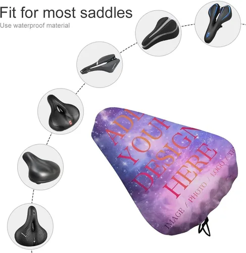Miniatura 3 de Funda de asiento de bicicleta impermeable personalizada, funda de lluvia personalizada para asiento de bicicleta con cordón, añade tu diseño