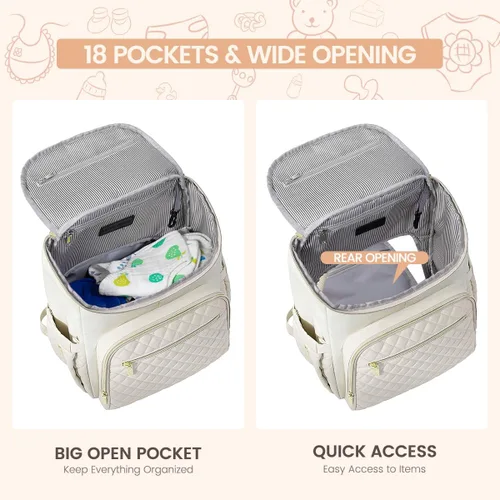 Miniatura 4 de LOVEVOOK Mochila para Pañales de Gran Capacidad con Cambiador Portátil, Mochila de Viaje Multifunción para Bebé Caqui