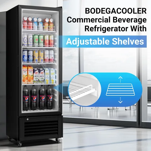 Miniatura 8 de BODEGA COOLER Refrigerador comercial de bebidas, refrigerador con pantalla de 290 L con luz LED suave, 264 latas y 120 botellas, refrigerador