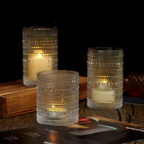 Miniatura 8 de Moretoes - Juego de vasos de beber Hobnail de 12, 12 onzas vasos altos y 10 onzas vasos de cóctel, vasos de vidrio con relieve estilo boho