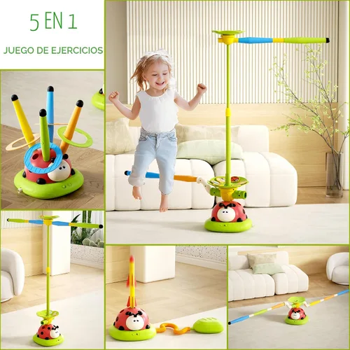 Miniatura 2 de Juguetes Musicales de Salto 5 en 1, Juego de Lanzar Anillos Pisoteando Lanzacohetes para Niños, Juguetes de Evitar Obstáculos y Saltar en Cuclillas