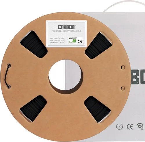 Filamento para impresora 3D PETG de grado alimenticio certificado ECO - CARBON by Comfy Materials - Probado en laboratorio, compatible con la FDA,