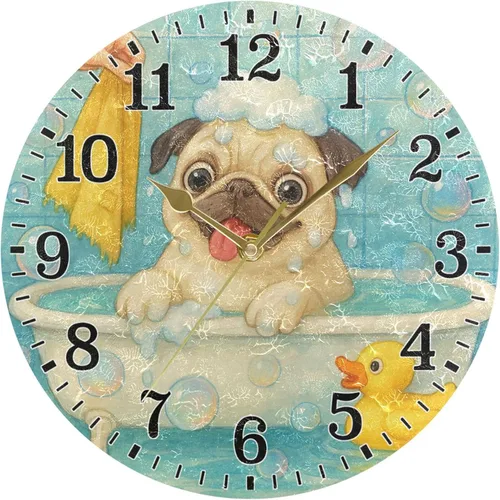 Miniatura 10 de JUNZAN Reloj de bañera con vino romántico espumoso y velas, reloj de pared silencioso de 10 pulgadas, pequeño reloj redondo, decoración de cocina