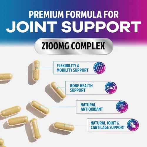 Miniatura 5 de Complejo de glucosamina condroitina MSM - Suplemento de apoyo articular de fuerza 3X con sulfato de glucosamina, cúrcuma, boswellia - Para