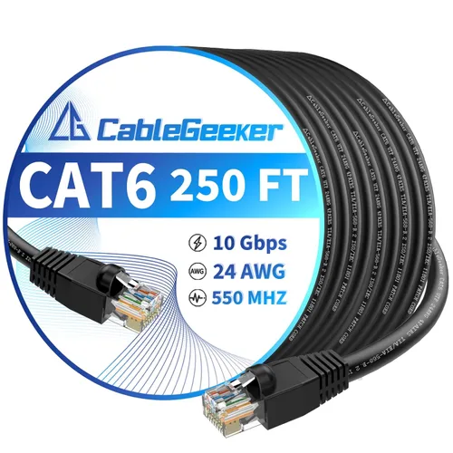 Miniatura 67 de Cable Ethernet Cat 6 de 100 pies, para interiores y exteriores, red de Internet de alta velocidad de 10 Gbps, cable de conexión Ethernet plano