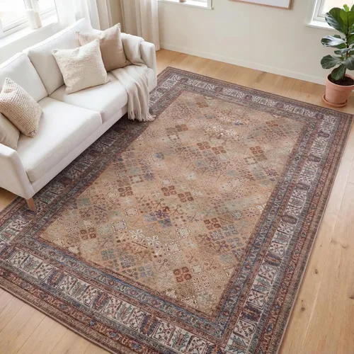 Miniatura 42 de Kuden Alfombra pequeña de 2 x 3, lavable a máquina, parte trasera antideslizante, estilo vintage, suave, pelo bajo, alfombras de área para entrada