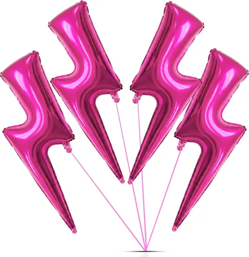 Miniatura 11 de Deekin 4 globos de 45 pulgadas con forma de rayo para fiestas, globos con forma de rayo para decoración de cumpleaños, boda, baby shower (negro)