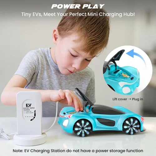 Miniatura 7 de SIMREX Auto de control remoto con detección de gestos con base de carga, juguete de auto de acrobacias a control remoto giratorio de 360°, tiempo