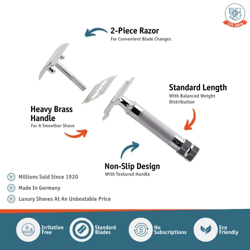 Miniatura 3 de MERKUR MERKUR Short Handle Safety Razor with 10 blades Cromo