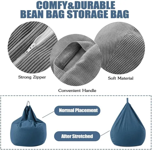 Miniatura 3 de Morbuy Funda para sillón puff para niños y adultos (sin relleno), funda de pana suave para sofá cama, lavable, de gran tamaño, para sala de estar