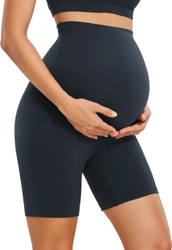 CRZ YOGA Butterluxe - Pantalones cortos de yoga de maternidad sobre el vientre de 6 pulgadas, pantalones cortos de ciclismo atléticos para