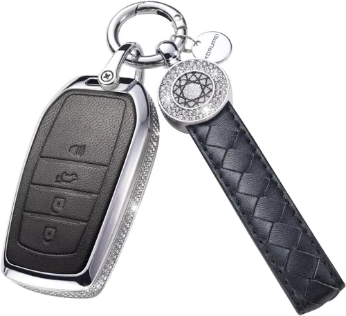 Miniatura 7 de Funda para llavero compatible con Volvo, cuero negro con cristal de protección de 360 grados para XC90, XC60, XC40, S60, S90, V60, V90, Polestar 1