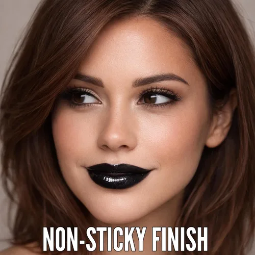 Miniatura 4 de Mynena Brillo de labios negro brillante – Lápiz labial líquido hidratante no pegajoso Fórmula ligera de alto brillo para labios suaves y jugosos
