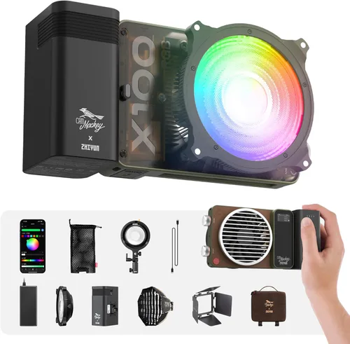 ZHIYUN MOLUS X100 RGB PRO 100W Luz de Vídeo [Oficial] V2 Versión Mejorada Iluminación Profesional para Fotografía Portátil Salida Continua