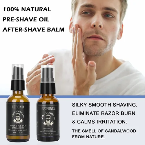 Miniatura 5 de Kit de afeitado para hombres, el kit esencial incluye crema de afeitar de sándalo, loción para después del afeitado para hombres y aceite para antes