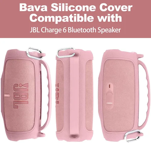 Miniatura 4 de Funda de silicona compatible con JBL Charge 5 Altavoz Bluetooth portátil impermeable (Cubierta de silicona rosa)
