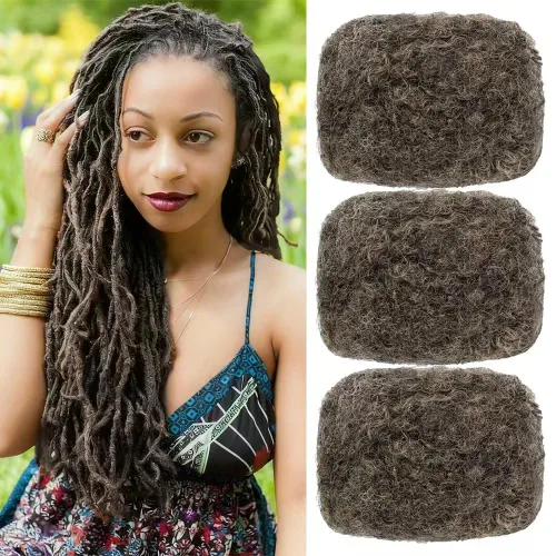 Miniatura 64 de Extensiones Loc de 10 pulgadas de grosor de cabello humano de 10 pulgadas, 10 hebras, extensiones de rastas de cabello humano para mujeres