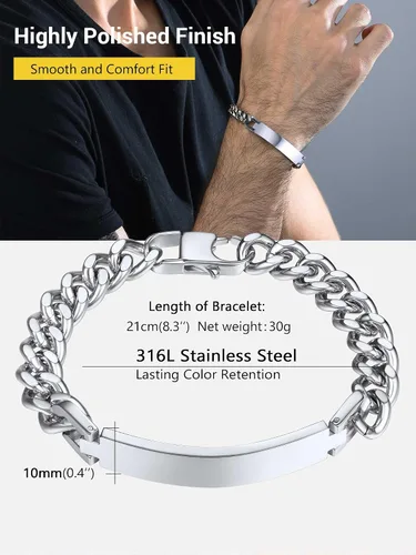 Miniatura 3 de PROSTEEL Pulsera personalizada para hombres y mujeres, con fecha de nombre, con grabado inicial y cita de inicial, pulseras de identificación