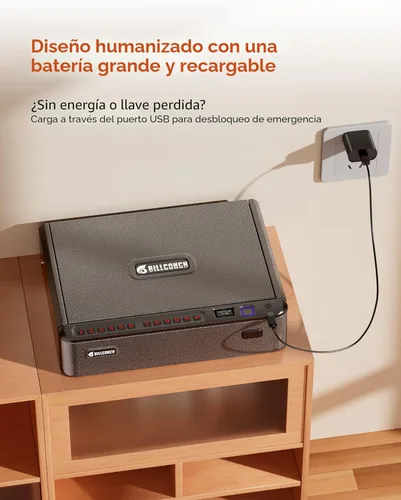 Miniatura 7 de BILLCONCH - Caja fuerte inteligente para armas con cable de seguridad - Caja fuerte biométrica para pistolas de mano con 4 formas de acceso rápido