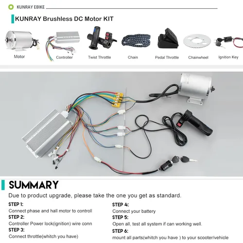 Miniatura 6 de BLDC - Kit de motor sin escobillas de 72V 3000W con controlador de 24 Mosfet 50A y pedal de acelerador para scooter eléctrico, motor de motocicleta