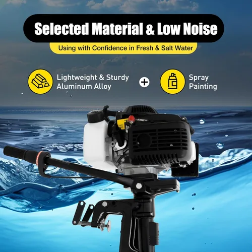 Miniatura 3 de HANGKAI - Motor fuera de borda de 4 HP de 4 tiempos 52CC, motor de barco de pesca resistente con sistema de refrigeración por aire, sistema CDI 4HP