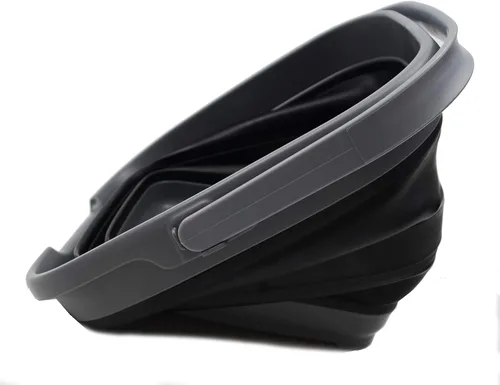 Miniatura 3 de SAMMART Cesta rectangular plegable de 10 litros (2.6 galones) (gris/negro (juego de 2))