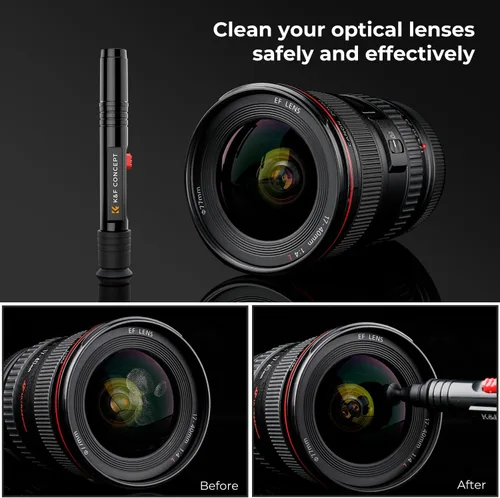 Miniatura 6 de K&F CONCEPT Bolígrafo profesional de limpieza de lentes con cepillo suave, bolígrafo de limpieza de lentes de cabeza de carbono compatible