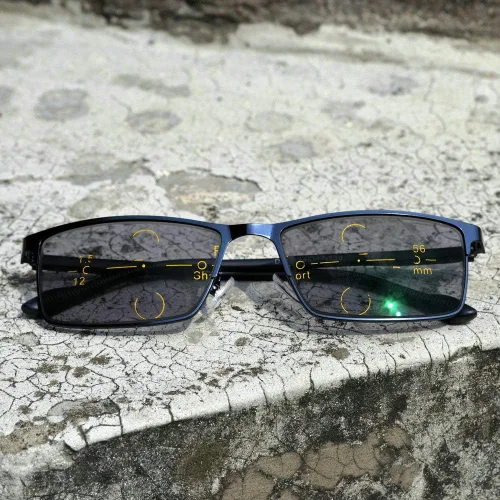 Miniatura 5 de Gafas de lectura con marco de metal de enfoque múltiple fotocromático progresivo para hombre de moda