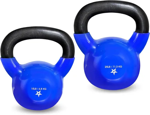 Miniatura 15 de Yes4All - Juego de pesas rusas recubiertas de vinilo, set combinado para entrenamiento corporal completo, fuerza de agarre, flexiones y ejercicios