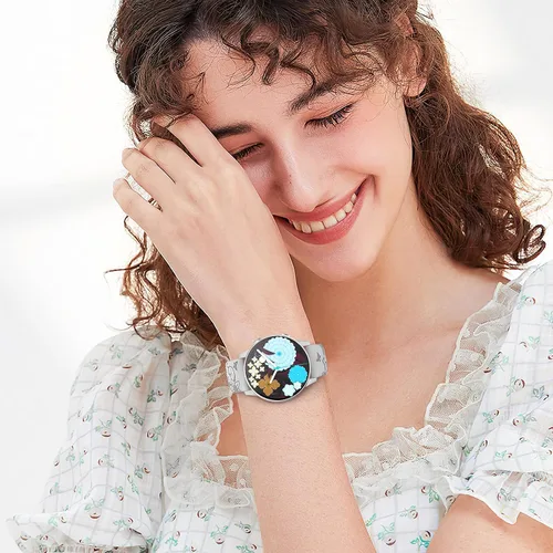Miniatura 5 de Paquete de 3 correas grabadas con flores compatibles con Samsung Galaxy Watch 7 6 5 4 FE Active 2 1.575 in 1.732 in, Watch 6 4 Classic 1.654 in